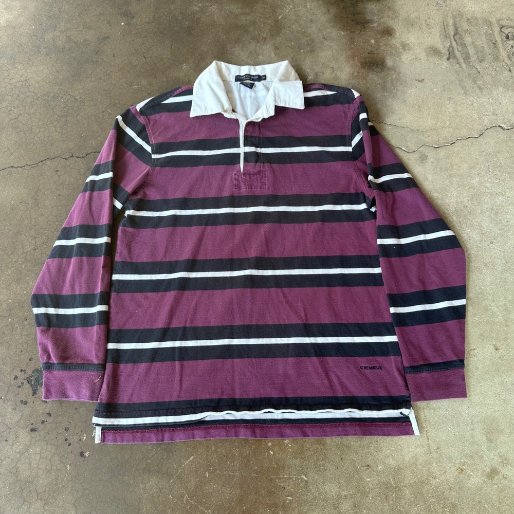 Daniel Cremieux Rugby Shirt Mens M Purple Good Striped Long Sleeve Cotton
